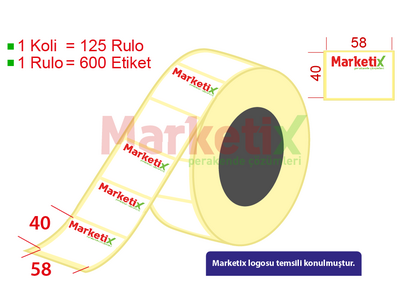 58x40 mm Termal Terazi Etiketi / Baskılı