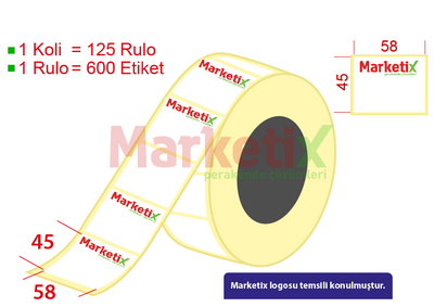 58x45 mm Lamine Termal Terazi Etiketi / Baskılı