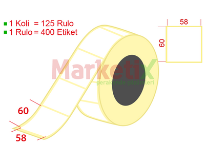 58x60 mm Lamine Termal Terazi Etiketi / Baskısız