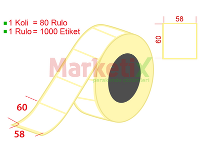 58x60 mm Kuşe Ürün Barkod Etiketi / Baskısız