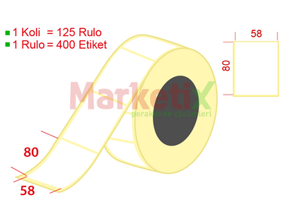 58x80 mm Lamine Termal Terazi Etiketi / Baskısız