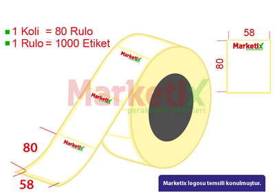 58x80 mm Kuşe Ürün Barkod Etiketi / Baskılı