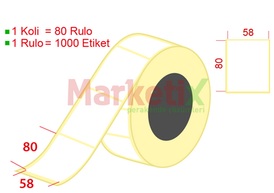 58x80 mm Kuşe Ürün Barkod Etiketi / Baskısız