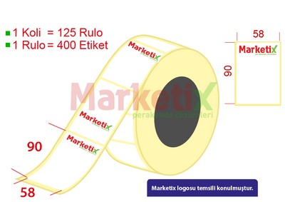 58x90 mm Lamine Termal Terazi Etiketi / Baskılı