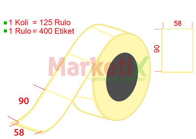 58x90 mm Lamine Termal Terazi Etiketi / Baskısız