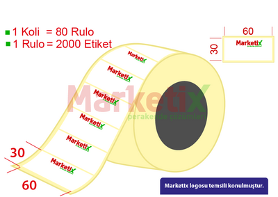 60x30 mm PP Plastik Ürün Barkod Etiketi / Baskılı