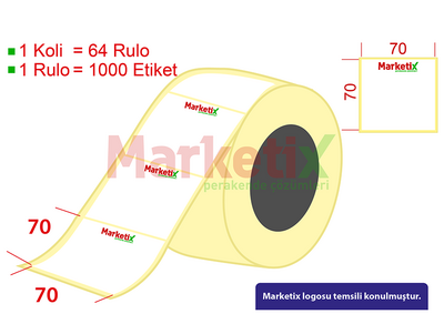 70x70 mm Lamine Termal Ürün Barkod Etiketi / Baskılı