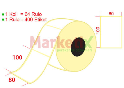 80x100 mm Barkod Etiketi Baskısız
