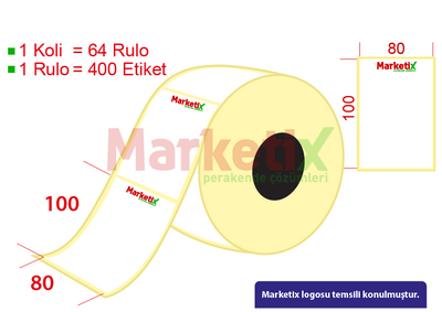 80x100 mm Kuşe Ürün Barkod Etiketi / Baskılı