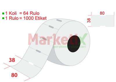 80x38 mm Karton Termal Raf Etiketi / Baskısız