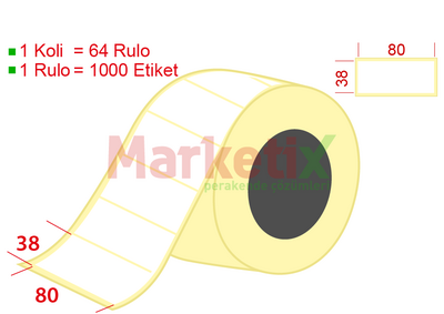 80x38 mm Lamine Termal Ürün Barkod Etiketi / Baskısız