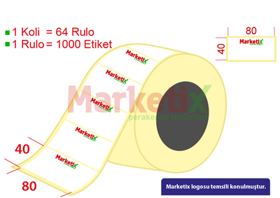 80x40 mm Kuşe Ürün Barkod Etiketi / Baskılı