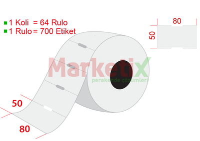 80x50 mm Karton Termal Raf Etiketi / Baskısız