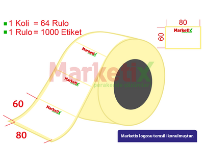 80x60 mm Kuşe Ürün Barkod Etiketi / Baskılı