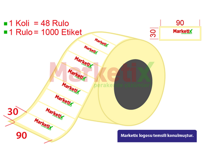 90x30 mm Kuşe Ürün Barkod Etiketi / Baskılı