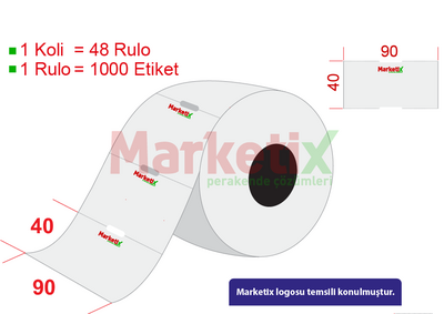 90x40 mm Karton Termal Raf Etiketi / Baskılı