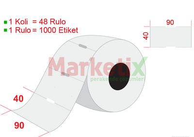 90x40 mm Karton Termal Raf Etiketi / Baskısız