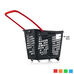 Marketix - Black Roll Tekerlekli Alışveriş Sepeti 55 Litre