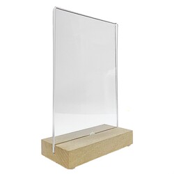 Marketix - Masaüstü U Tipi Dikey Vitrin Etiketliği ve Föylük / Ahşap Tabanlı